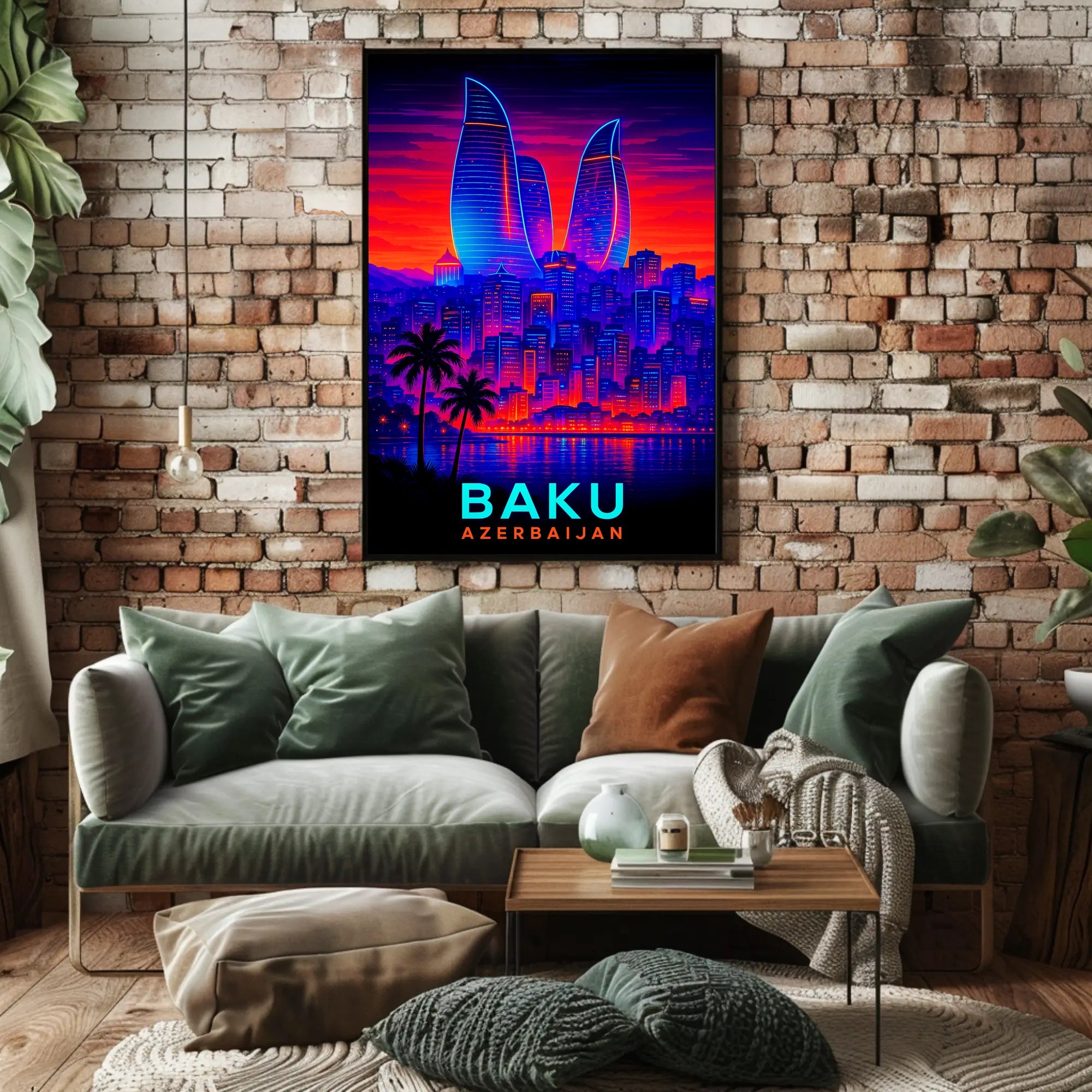 Baku Skyline Azerbaijan Poster PosterGoat