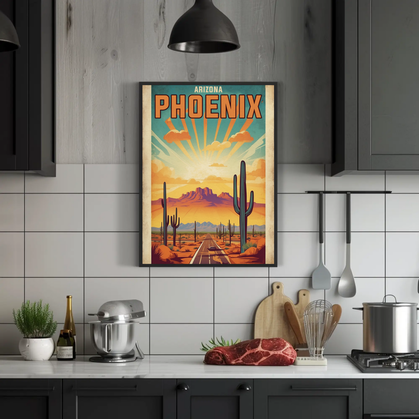 Phoenix Arizona Vintage Travel Poster Artwork