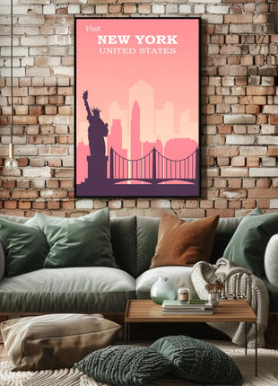 New York Landmarks Vintage Travel Poster