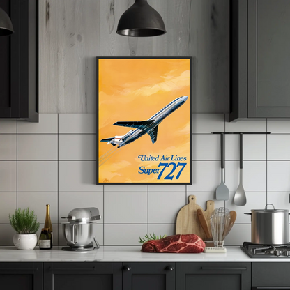 United Airlines Super 727 Vintage Poster