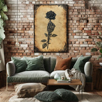 Gothic Skeletal Hand and Black Rose Artistic Poster