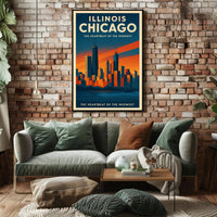 Chicago Skyline Vibrancy: Retro Urban Cityscape Poster PosterGoat