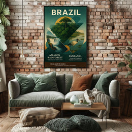 Brazil's Iconic Landscapes Vintage Art Poster