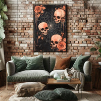 Dark Gothic Skulls and Roses Artistic Poster