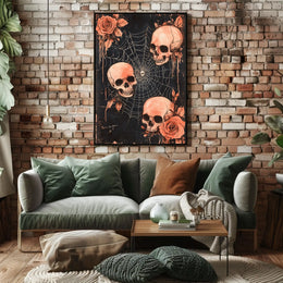 Dark Gothic Skulls and Roses Artistic Poster