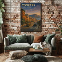 Yonkers Vintage Cityscape Travel Poster Retro Wall Art