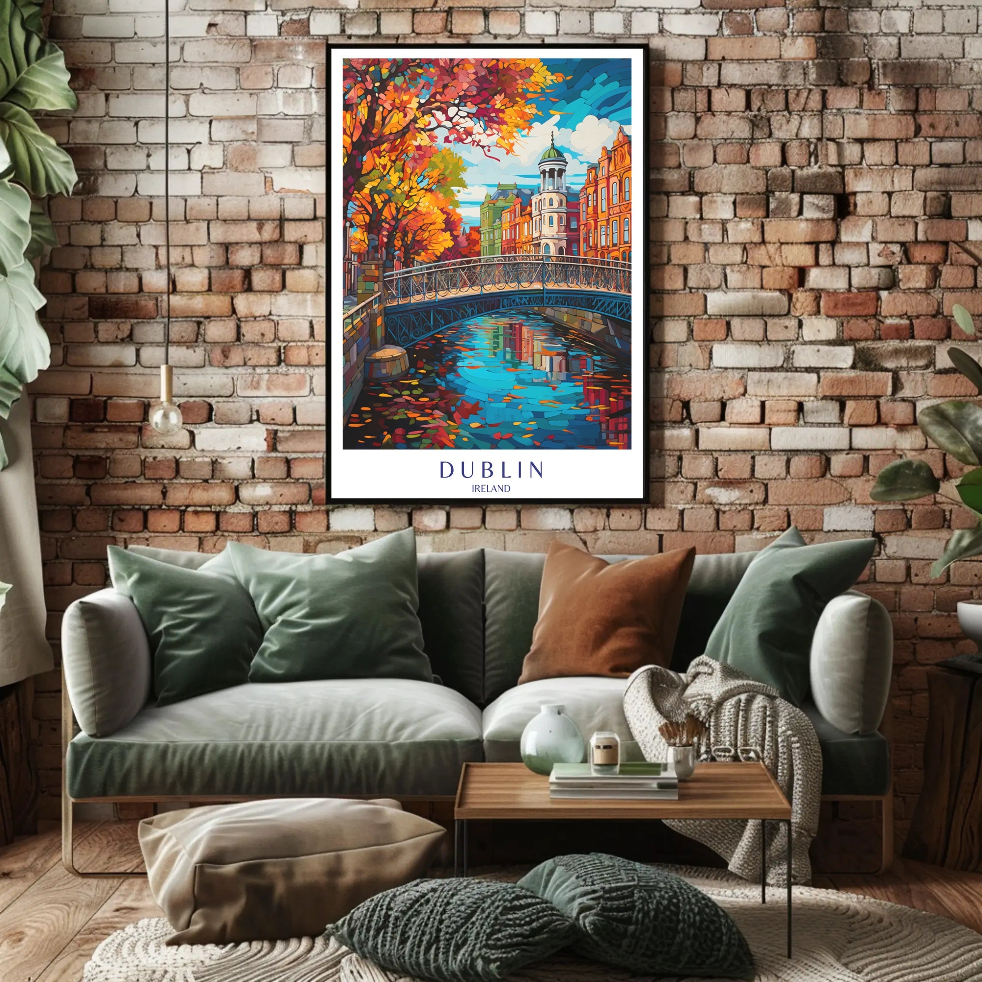 Dublin's Vibrant Bridge: European Charm Urban or Cityscape Poster PosterGoat