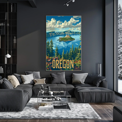 Oregon Crater Lake Wilderness Vista Travel Poster