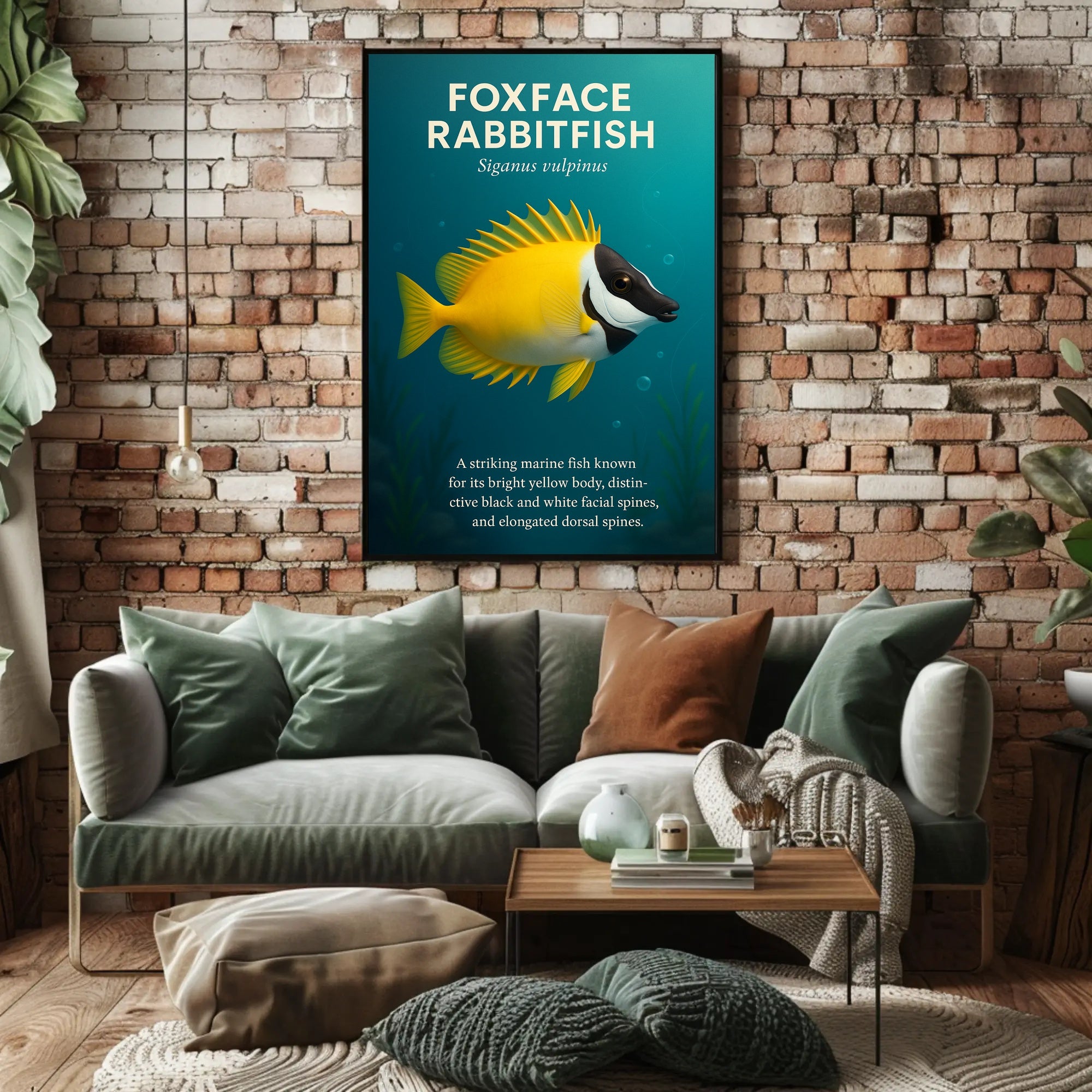 Foxface Rabbitfish Vibrant Illustration Educational or Infographic Poster PosterGoat