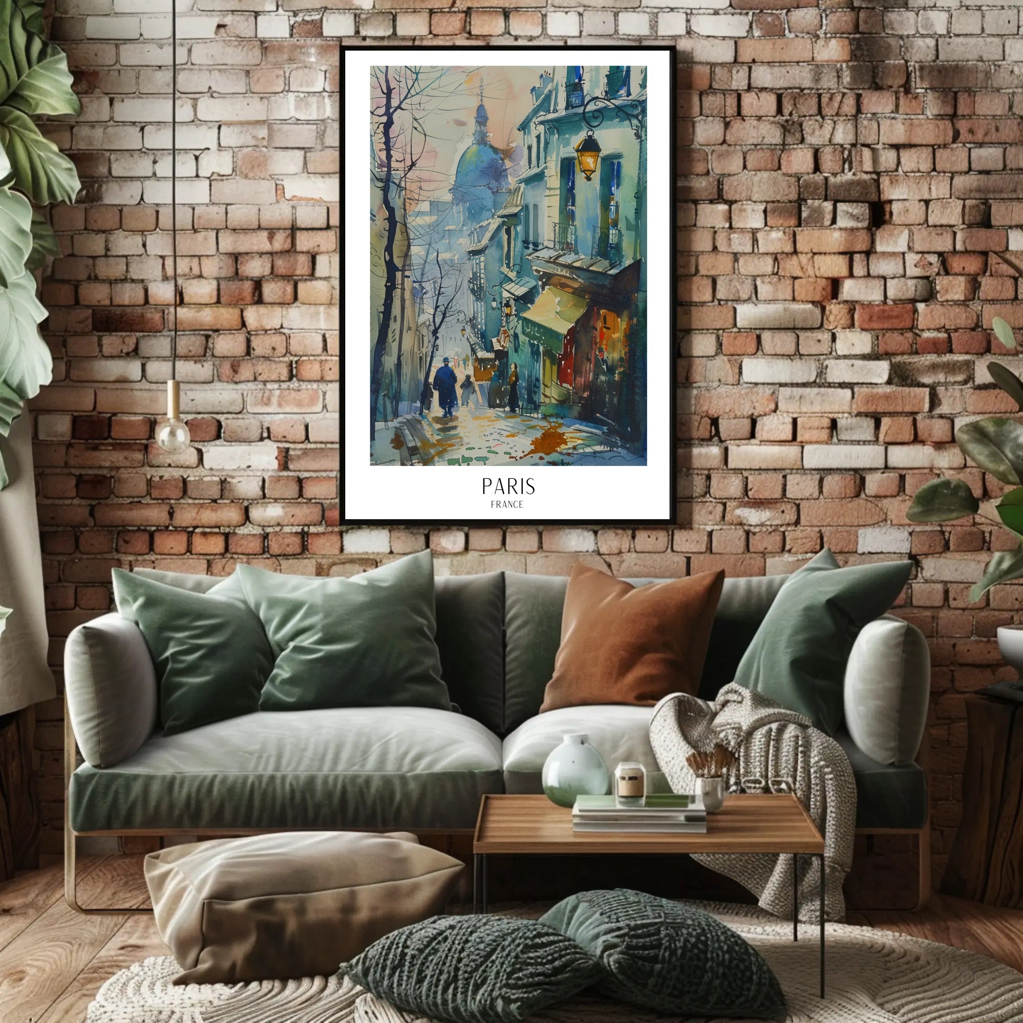 Picturesque Parisian Street Scene Watercolor Urban or Cityscape Poster PosterGoat