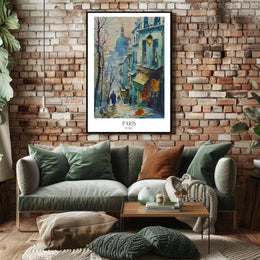 Picturesque Parisian Street Scene Watercolor Urban or Cityscape Poster PosterGoat