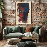 Menacing Creature in Fiery Dystopian Landscape Poster PosterGoat