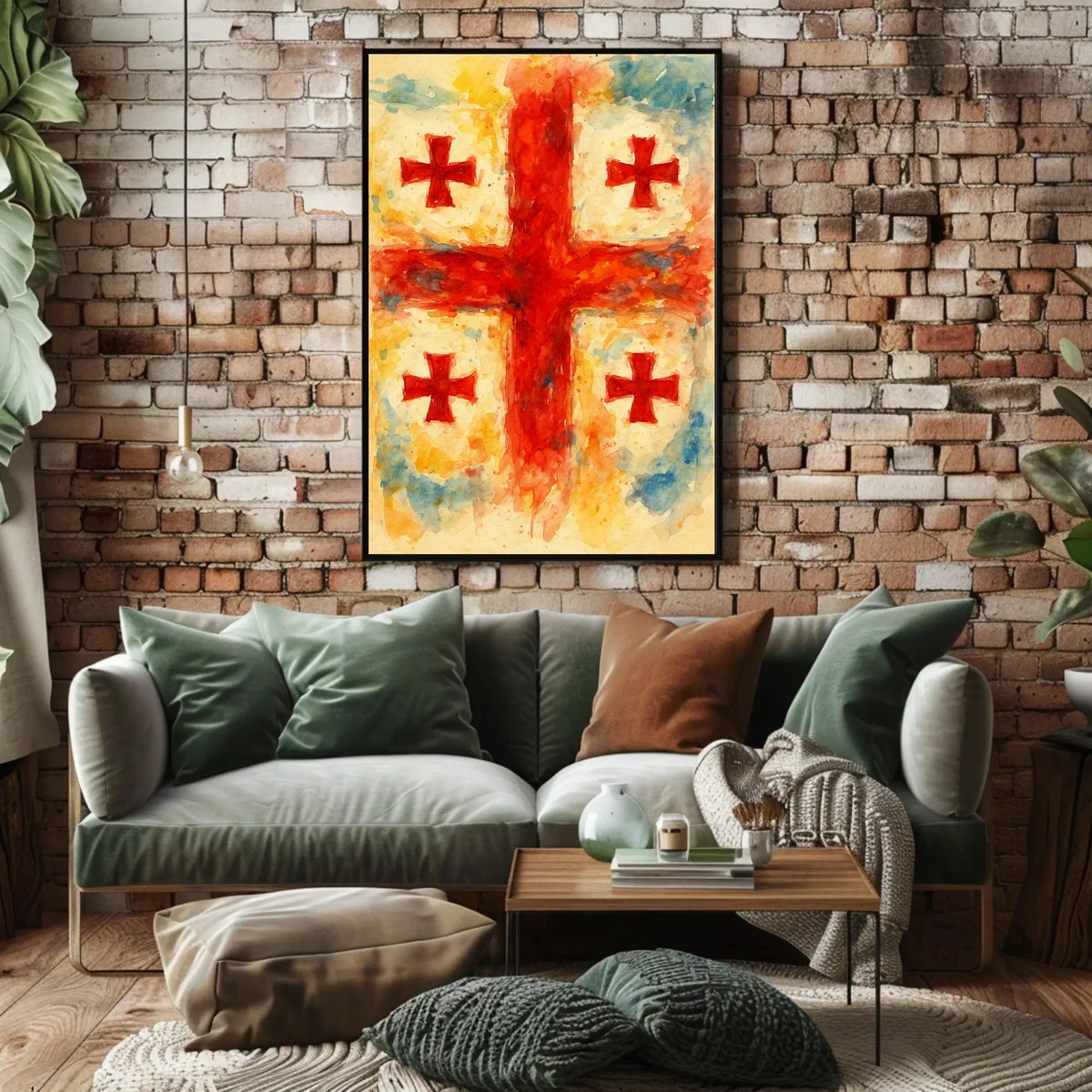 Vibrant Crosses Abstract Watercolor Poster
