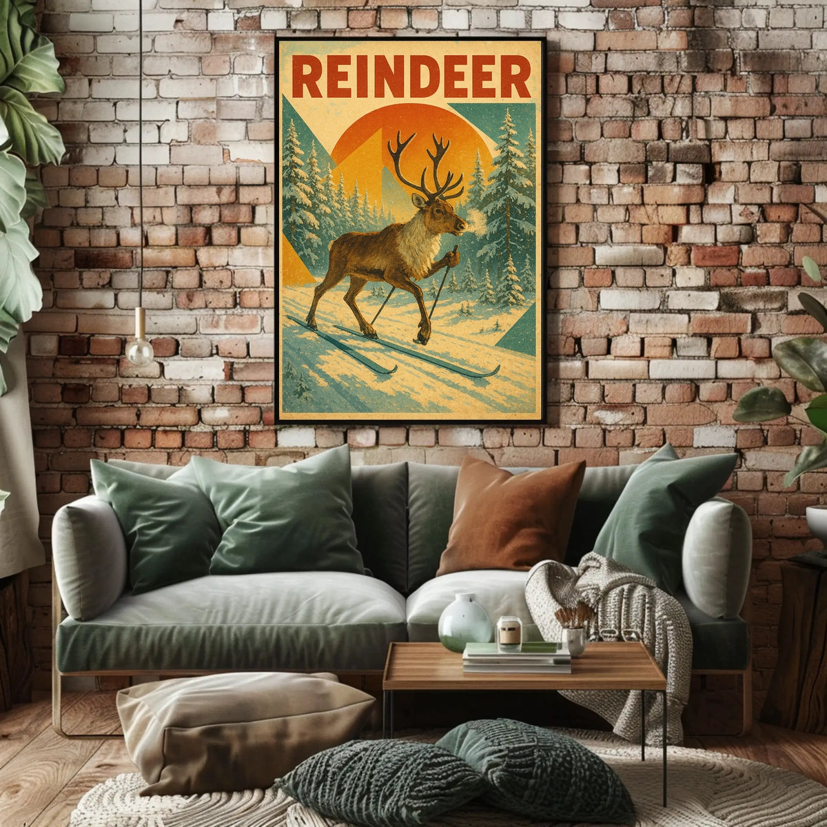 Reindeer On Skis Poster