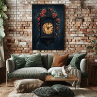 Timeless Vintage Clock with Roses Cultural or Heritage Poster