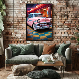 Retro Vibes Classic Car In A Vintage Poster
