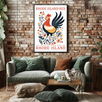 Rhode Island Red Chicken Art Poster Decor