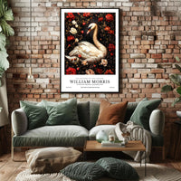 Swan and Floral Elegance, Arts and Crafts Poster