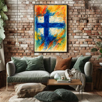 Abstract Finnish Flag Abstract Poster