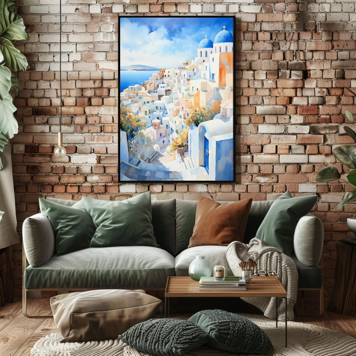 Santorini-Inspired Coastal Town Travel Poster