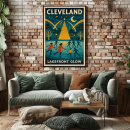 Cleveland Lakefront Glow Poster