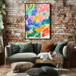 Vibrant Abstract Garden Scene Modern Art Poster