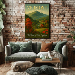 Vermont Autumn Landscape Travel Poster