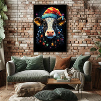 Whimsical Cow Christmas Poster: Festive Holiday Decor