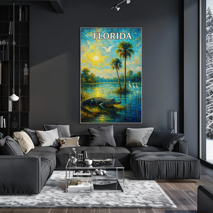 Florida Everglades Alligator Palms Wildlife Nature Poster