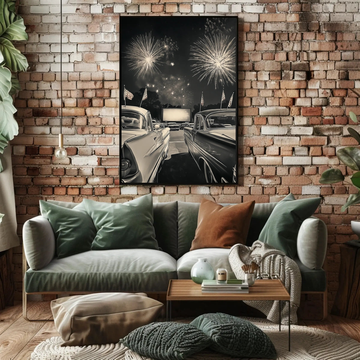 retro drive in movie night Poster