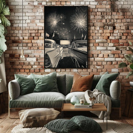 retro drive in movie night Poster