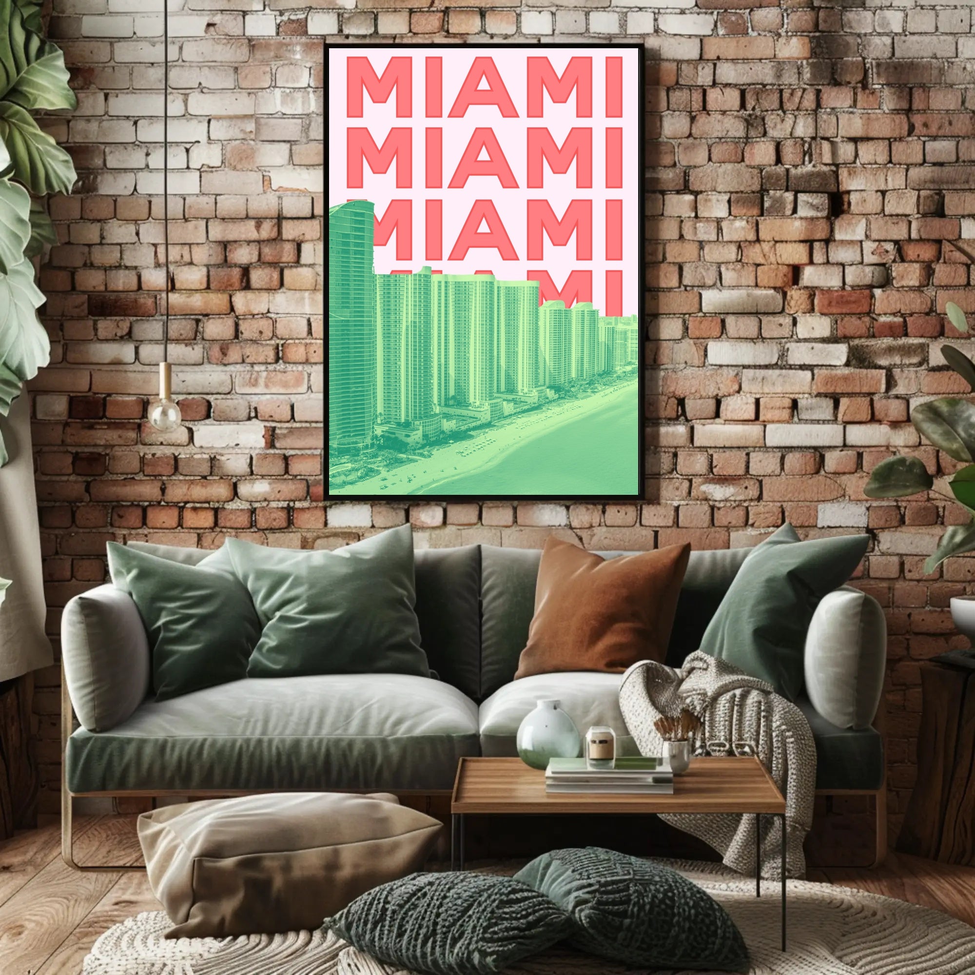 Miami Beachline with Vibrant Architecture Travel Poster PosterGoat