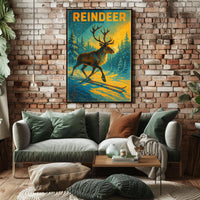 Reindeer On Skis Poster