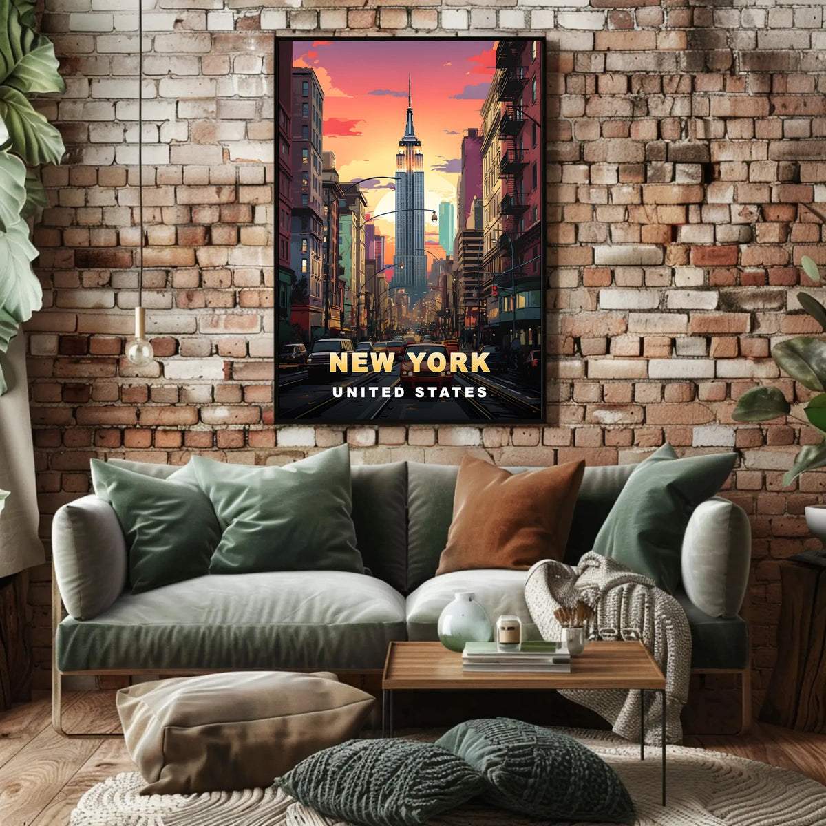 Empire State Building Sunset Poster Modern Wall Art