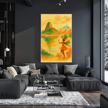 Rio de Janeiro Watercolor Dancer Beach Poster