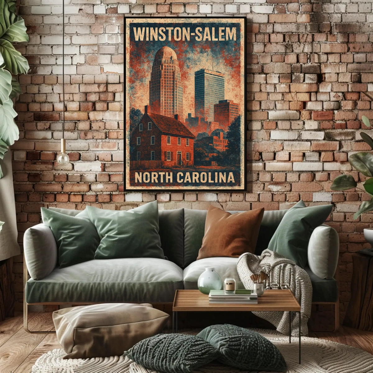 Winston Salem Cityscape Digital Painting Home Decor Poster