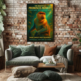 Proboscis Monkey Wonder: Educational Animal Art Poster