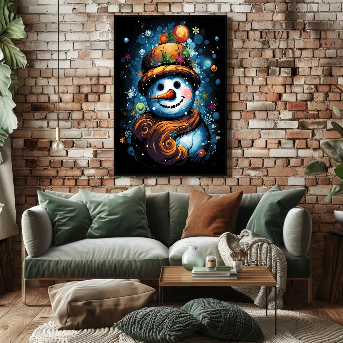 Colorful Snowman Art Print: Abstract, Artistic, or Pop Culture Poster