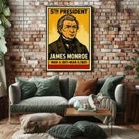James Monroe 5th President of the United States Inked Comic Style Poster