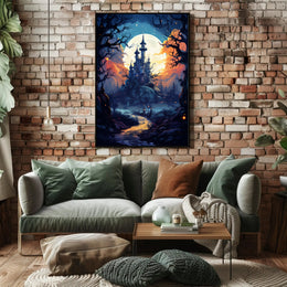 Enchanted Castle Under The Moon Poster
