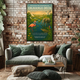 Okavango Delta Scenic Poster Vintage Travel Print