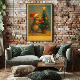 Holiday Mouse And Christmas Tree Poster