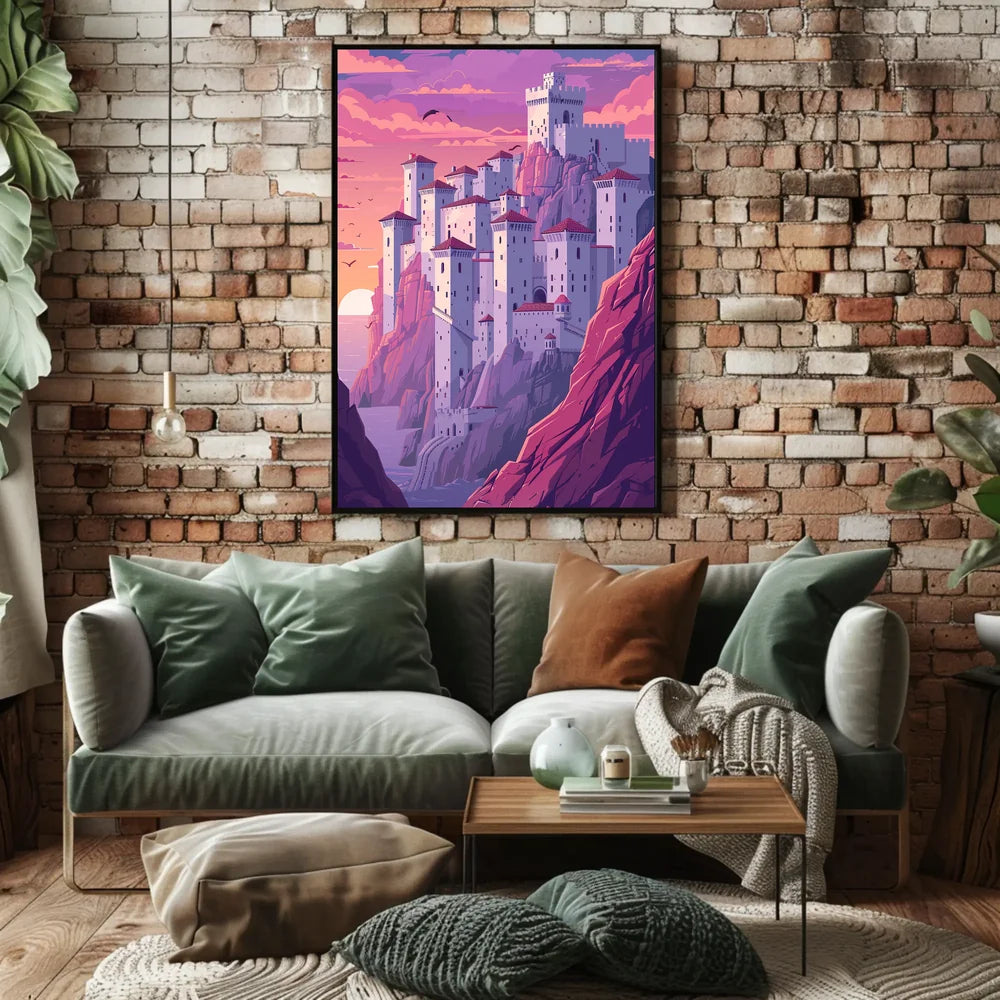 Mystical Castle on Cliffside Fantasy Poster