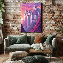 Mystical Castle on Cliffside Fantasy Poster