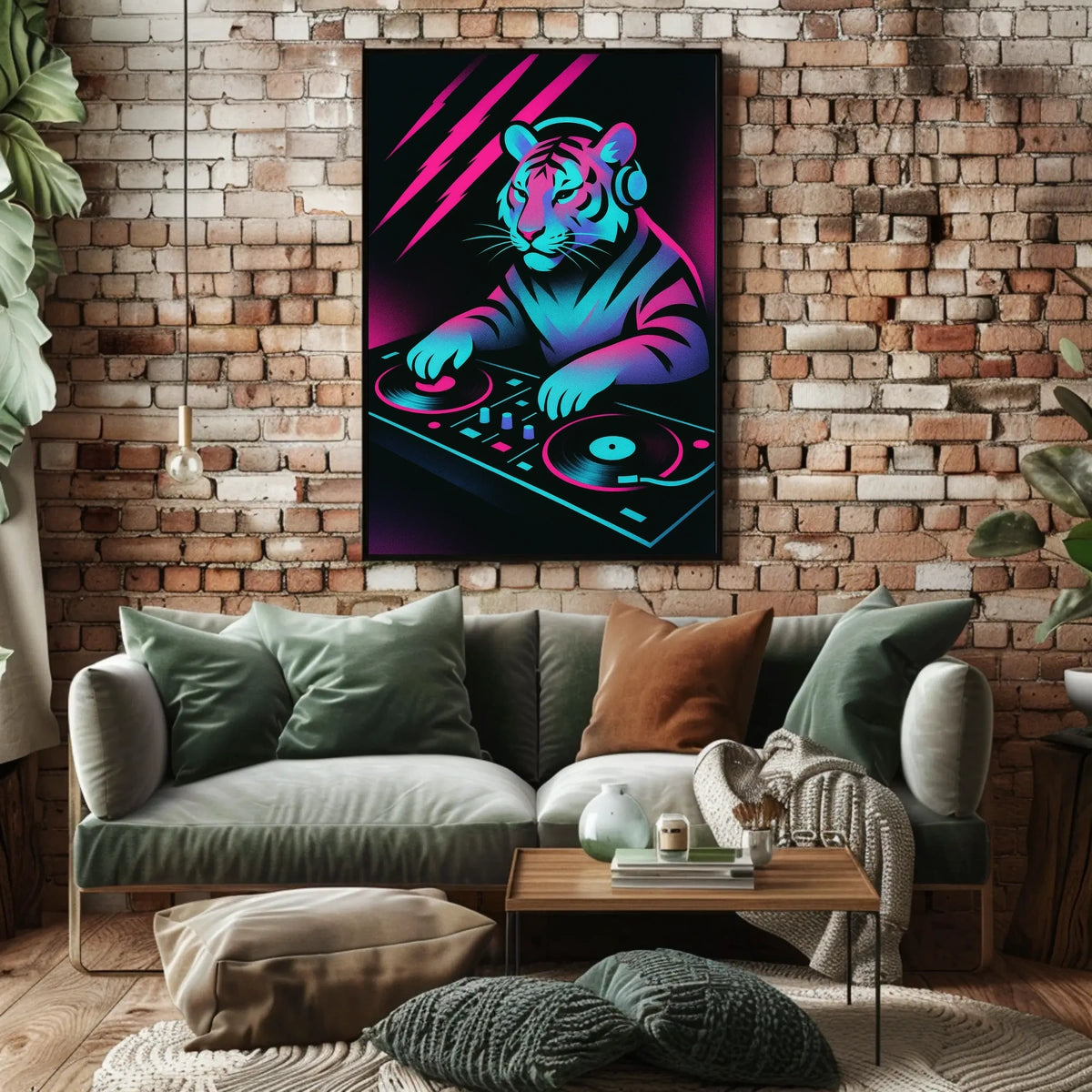 Neon Dj Tiger Poster