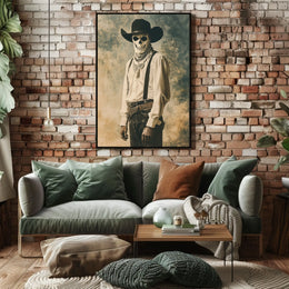 Cowboy Skull Mask Vintage Eerie Western Poster