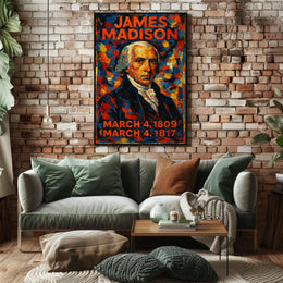 James Madison 4th President of the United States Glitch Hop Art Poster