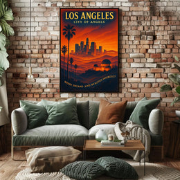 Los Angeles Dreams Retro Travel Poster Art