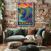 Artistic Katmai Bear: Katmai National Park Travel Poster