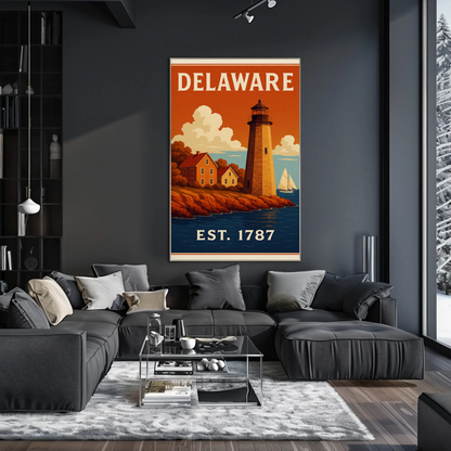 Delaware Coastal Lighthouse Colonial Home Travel Poster
